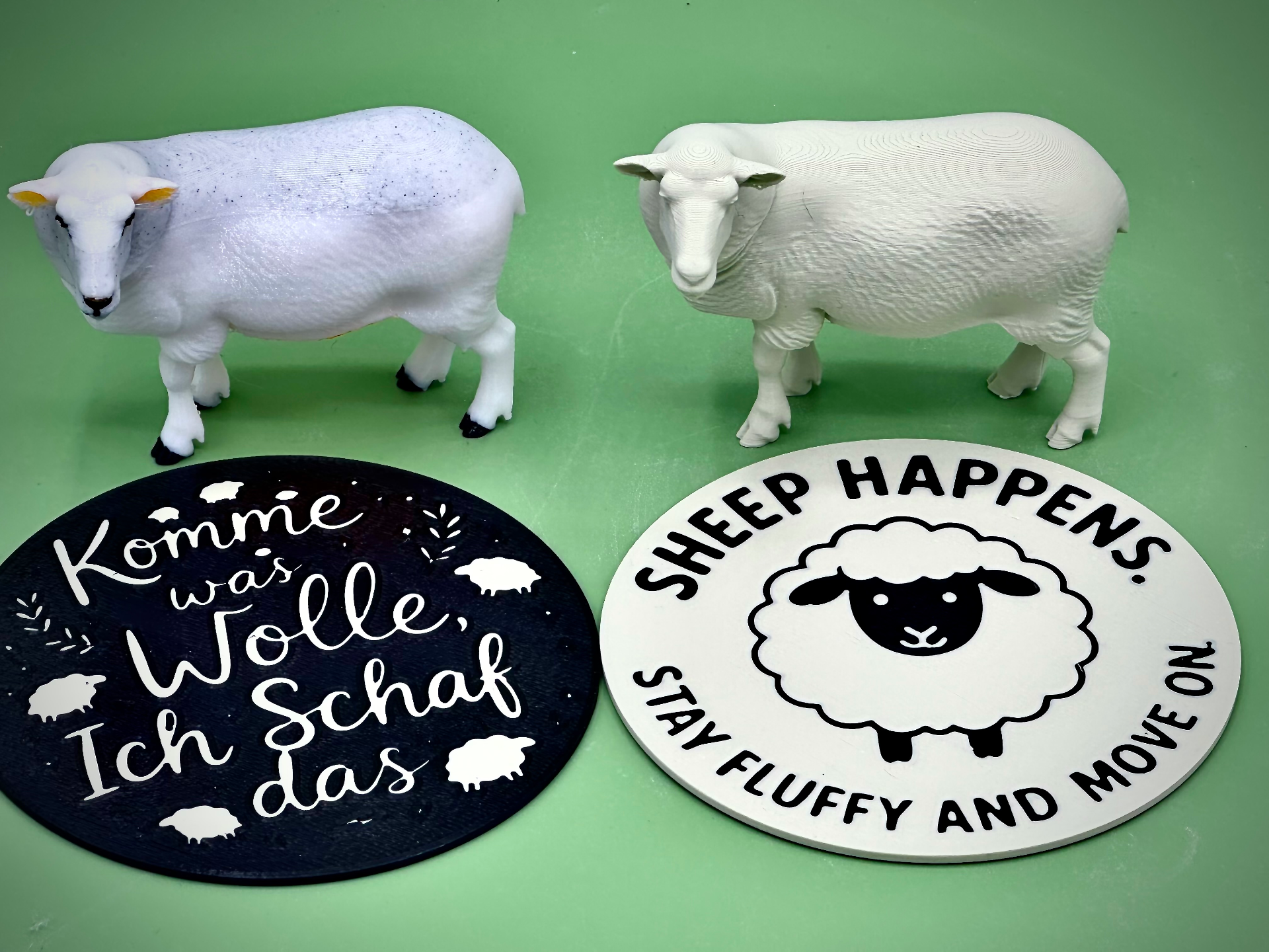 Realistic Sheep with Pun Coaster "Sheep happens"