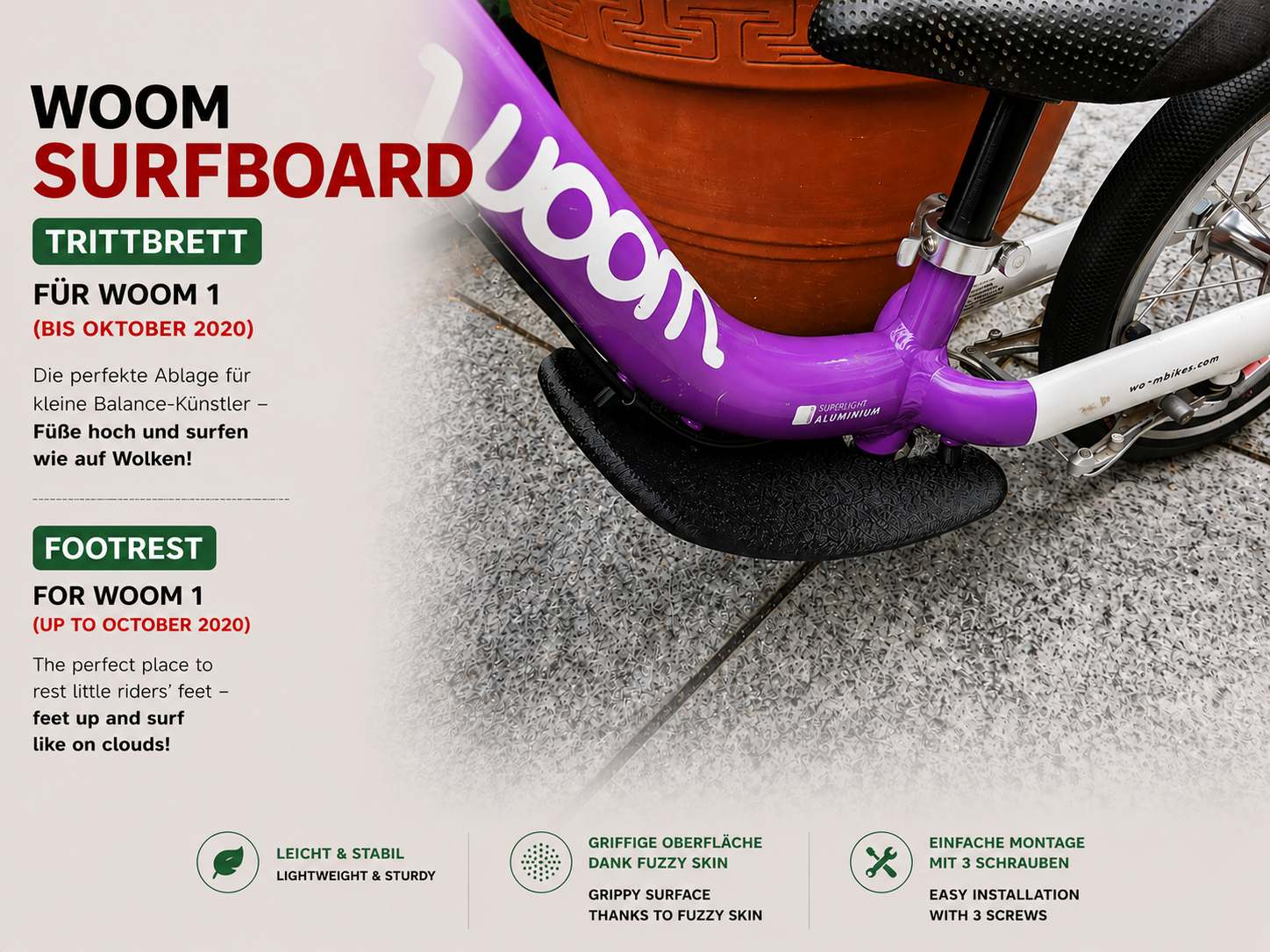 Surfboard für Woom Laufräder bis Baujahr 10/2020