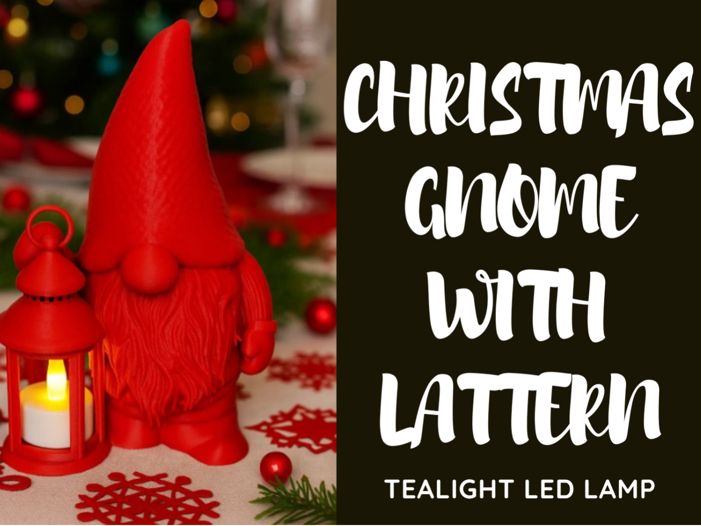 Christmas Gnome with lattern LED tealight