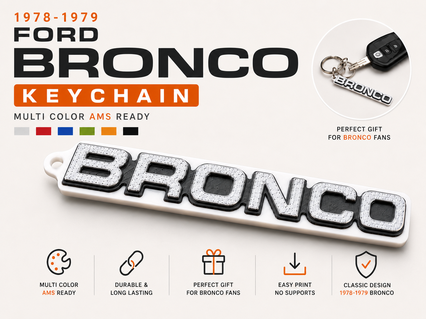 78-79 Ford Bronco Logo Keychain