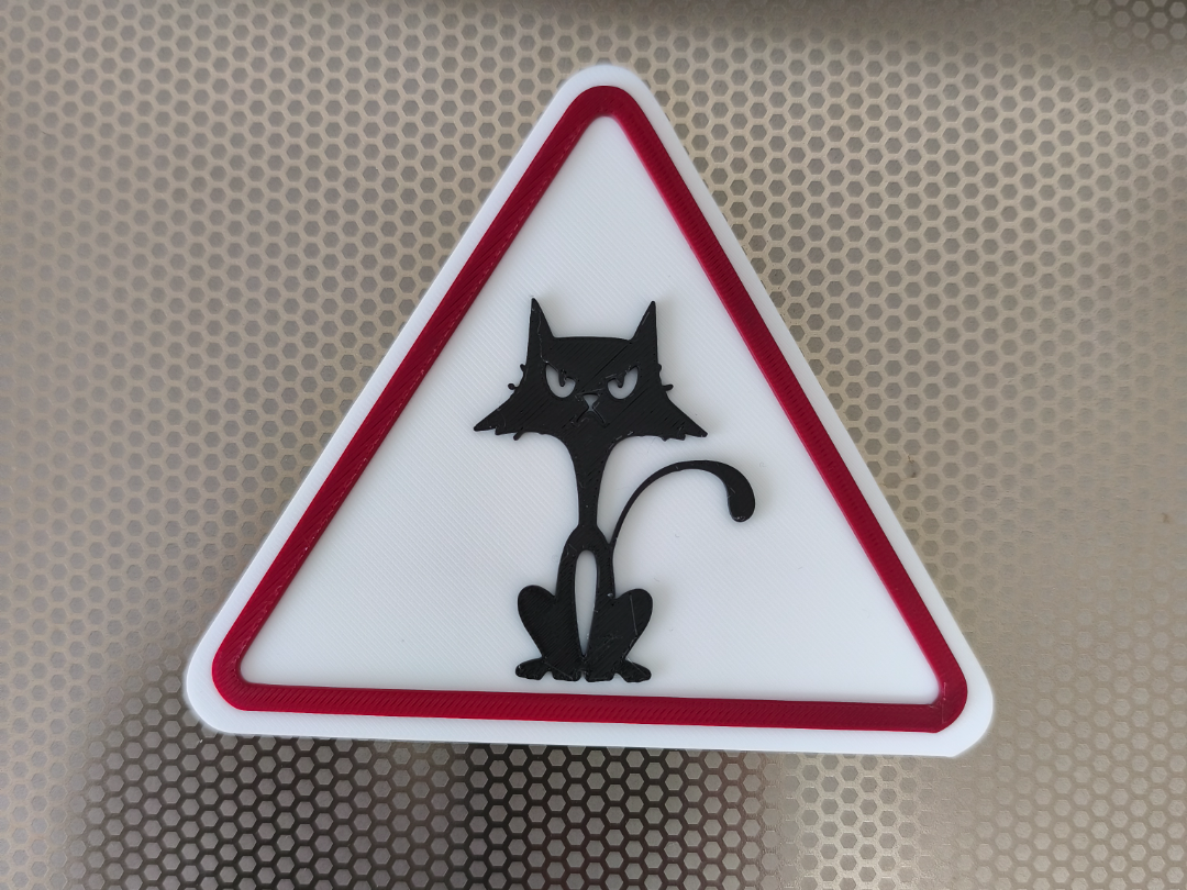 Panneau 3D Attention Chat méchant