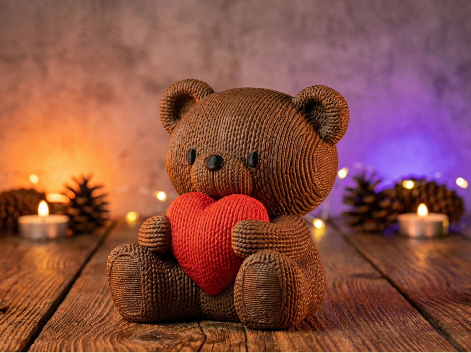 Knitted Bear Love Heart Cute Valentine’s Day Decor