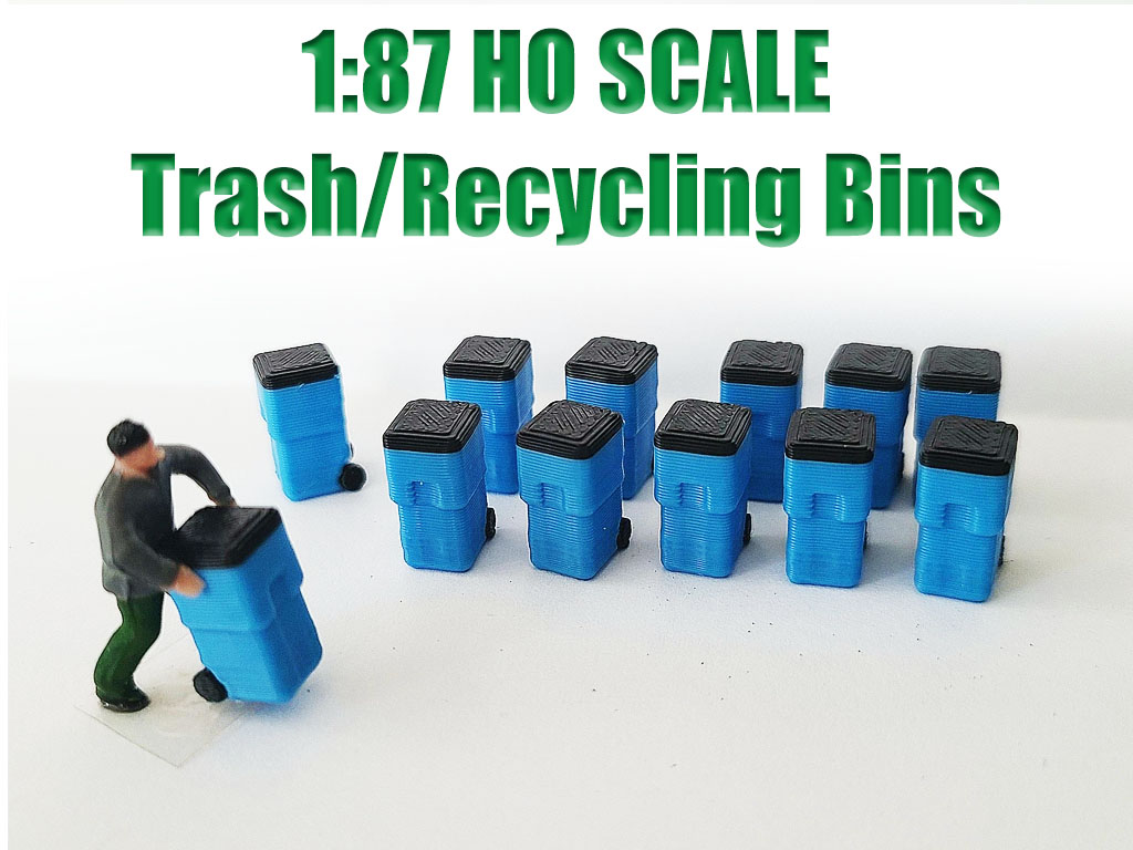 1:87 Scale Ho Scale Trash Recycling Bin