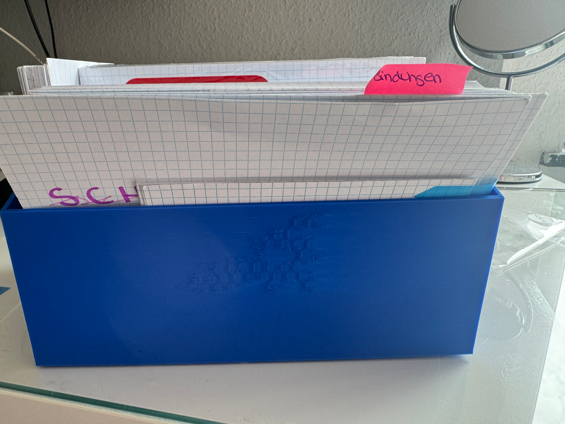 Din A5 Karteikasten mit Glückshormon Formel