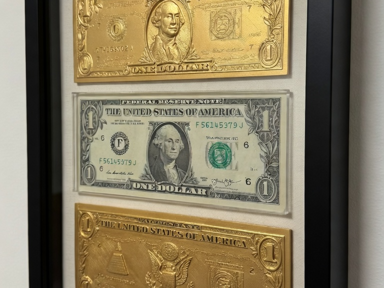 un dollar, relieve de billete original escala 1:1