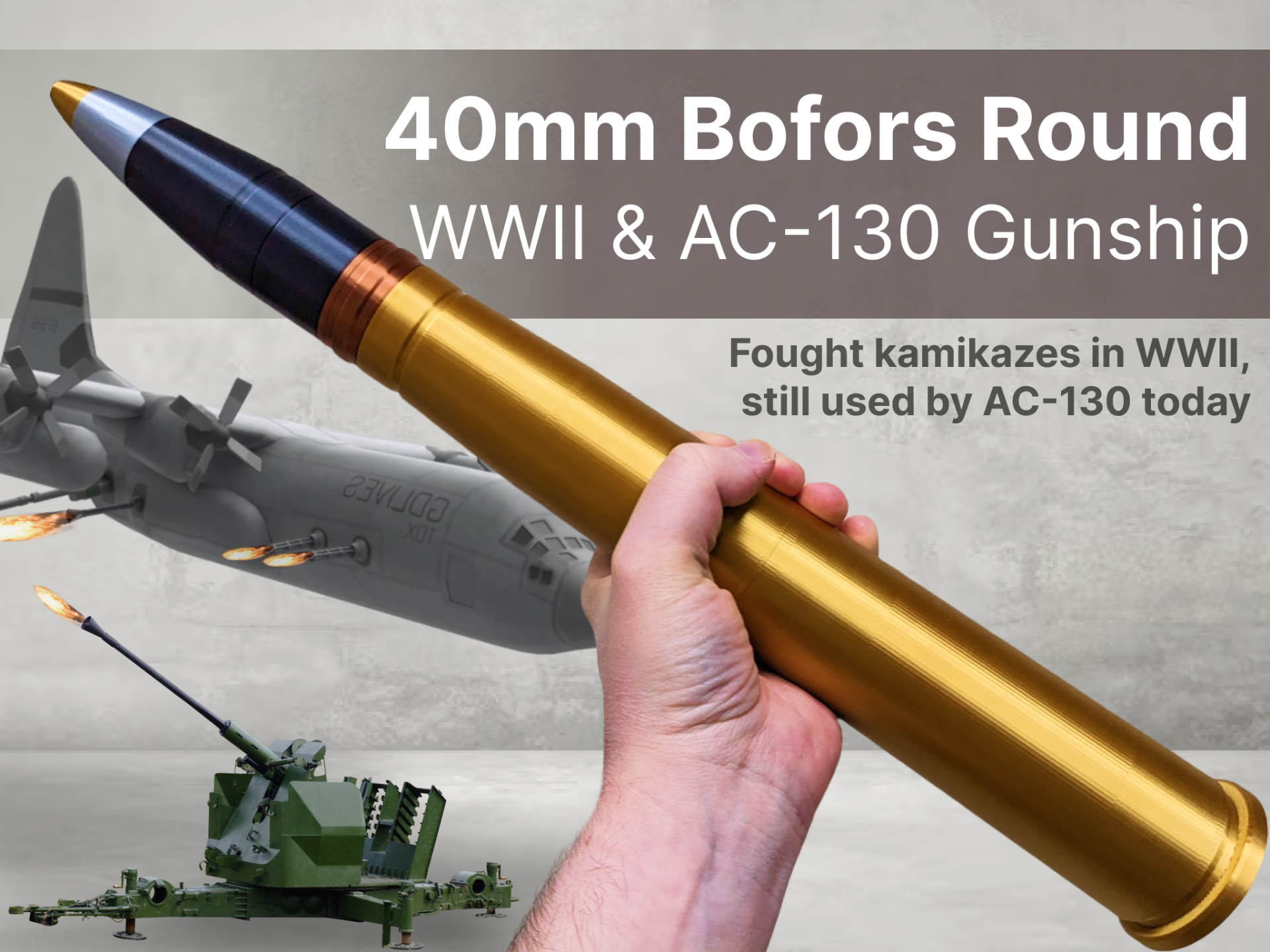 Bofors 40mm Round used by AC-130 and in WWII