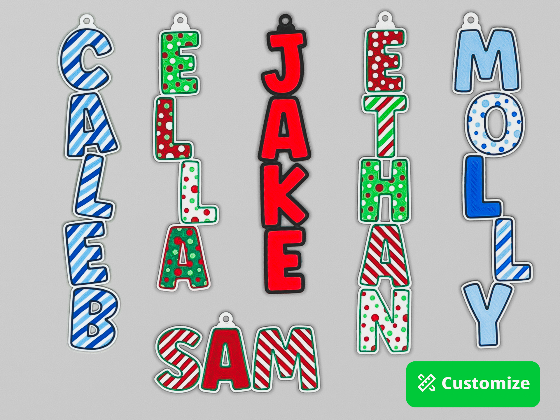 Make-a-Name Christmas Ornament Letters Polka Dots