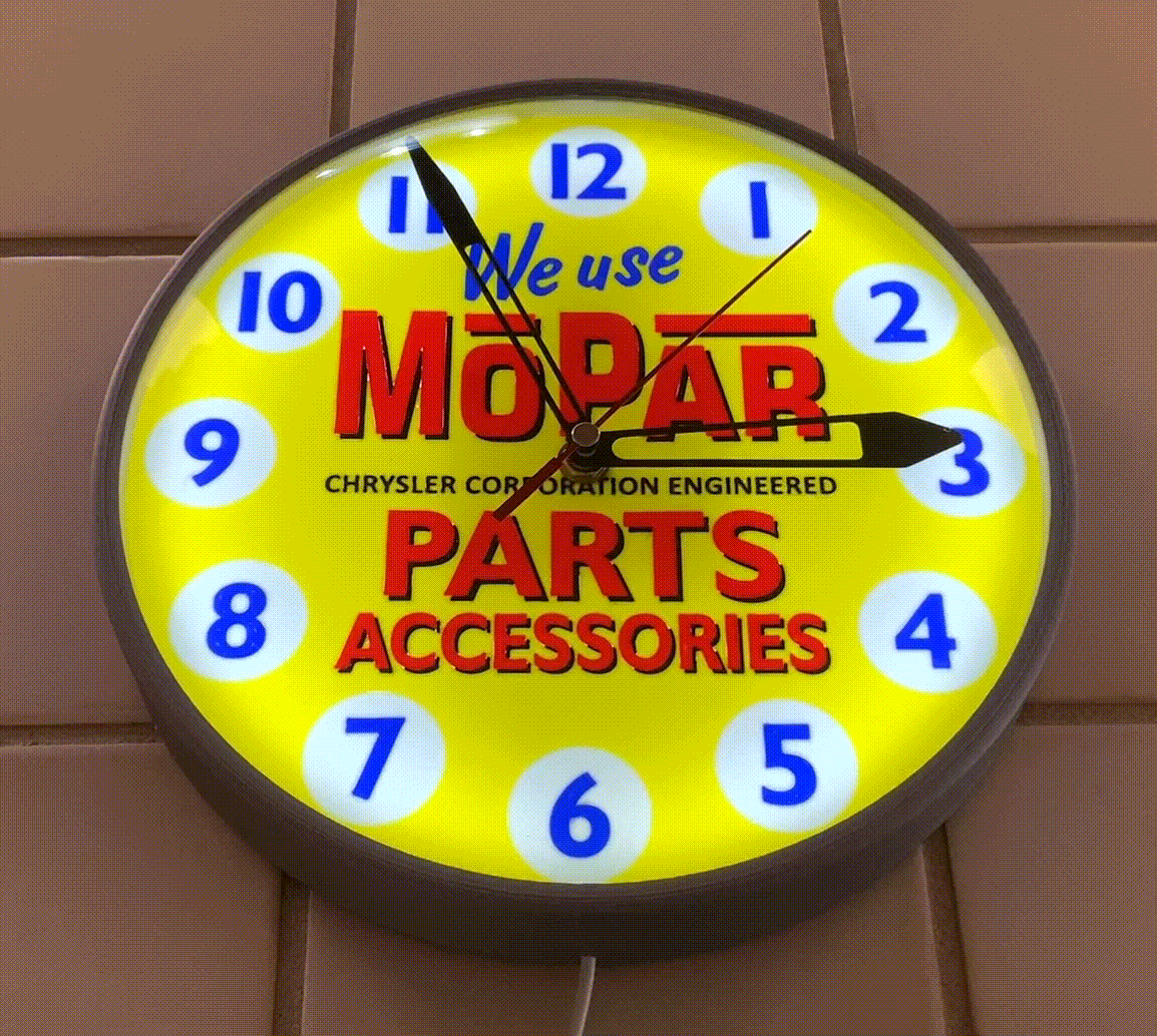 Antique 1953 Lighted MoPar Clock Replica
