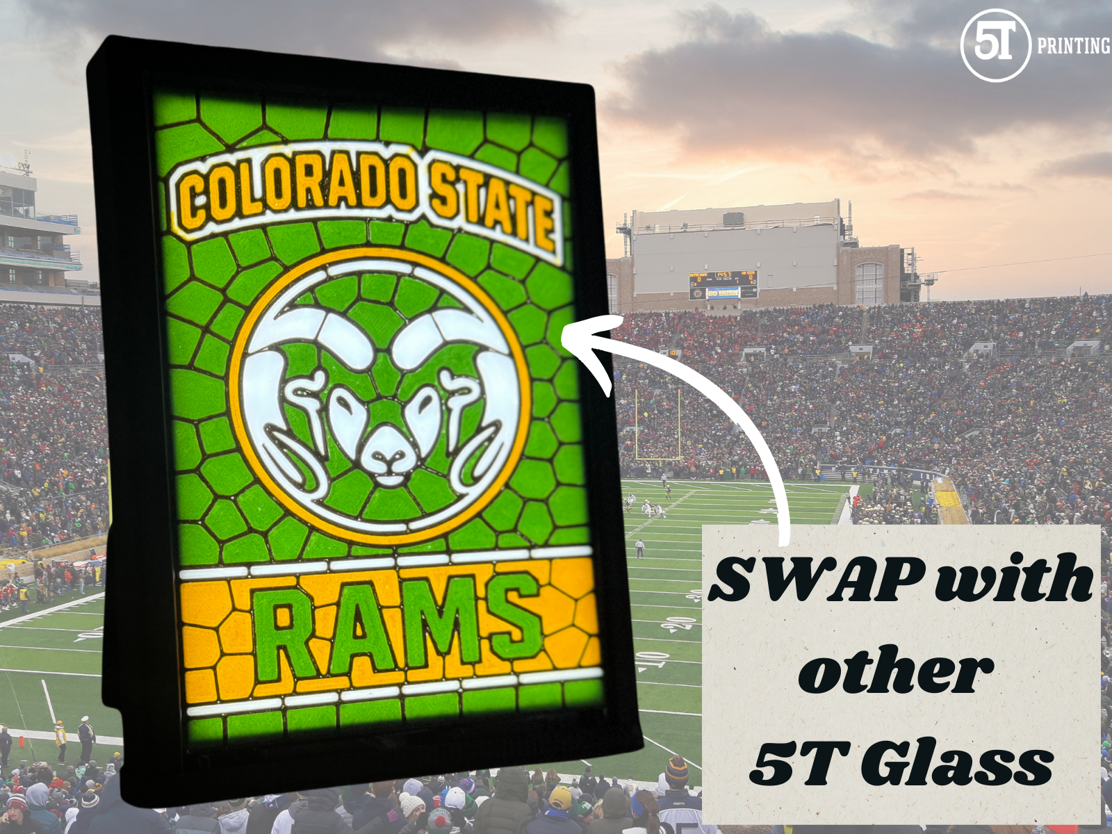Colorado State Rams light (swappable glass)