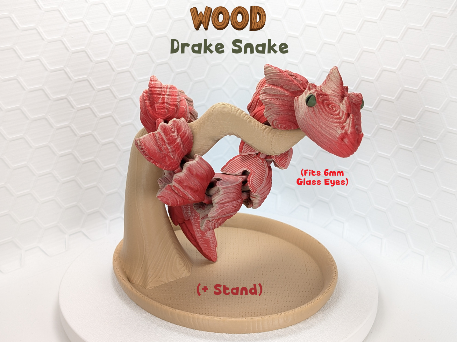 Wood Basilisk Flexi (+Stand & 4 Eye Options)