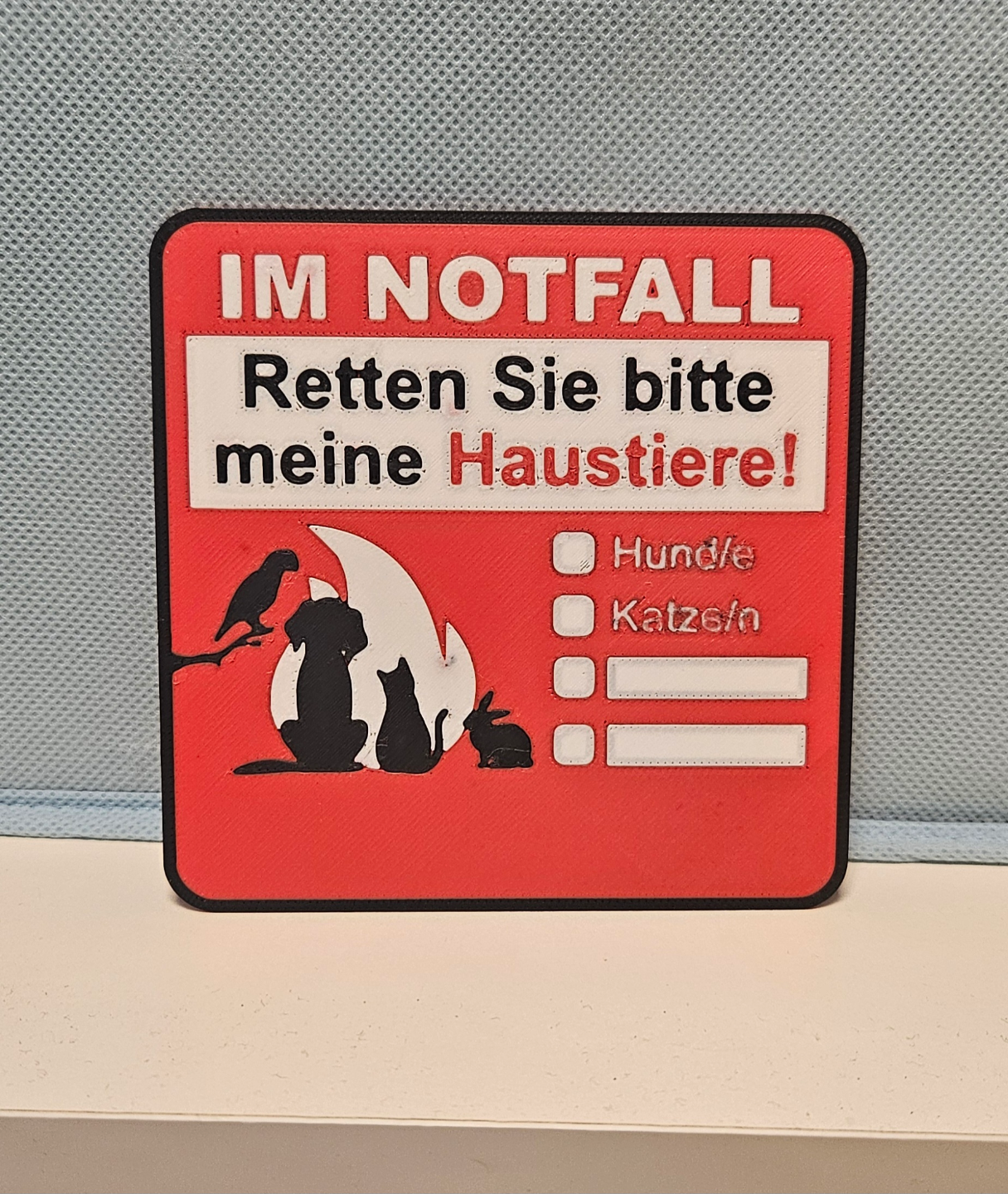 Schild Feuerwehr Tiere