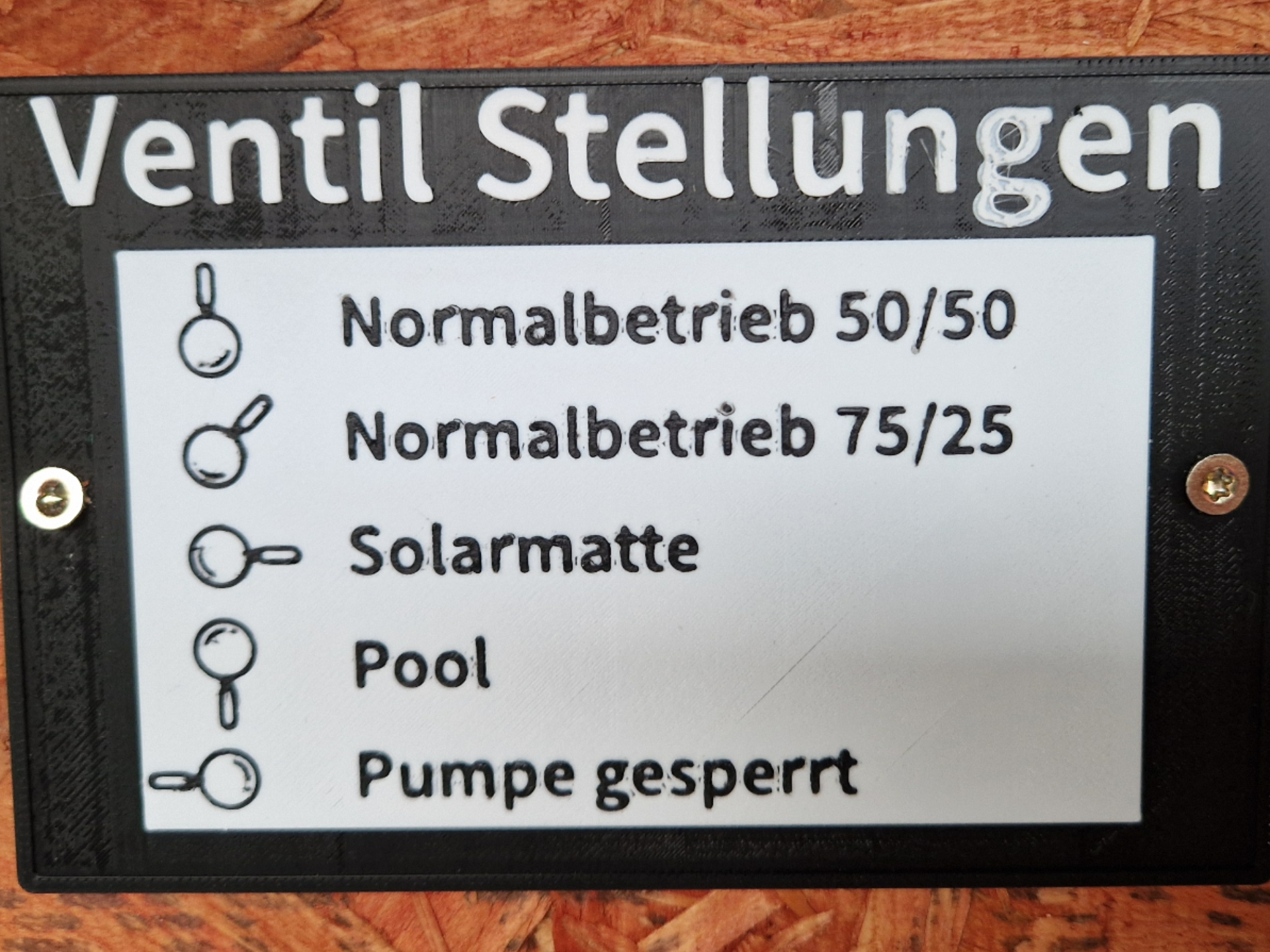 Pool bypass Ventil Schild