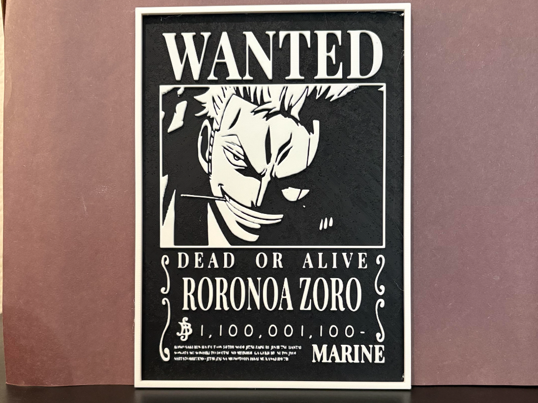 Roronoa Zoro Wanted Poster - One Piece Hueforge