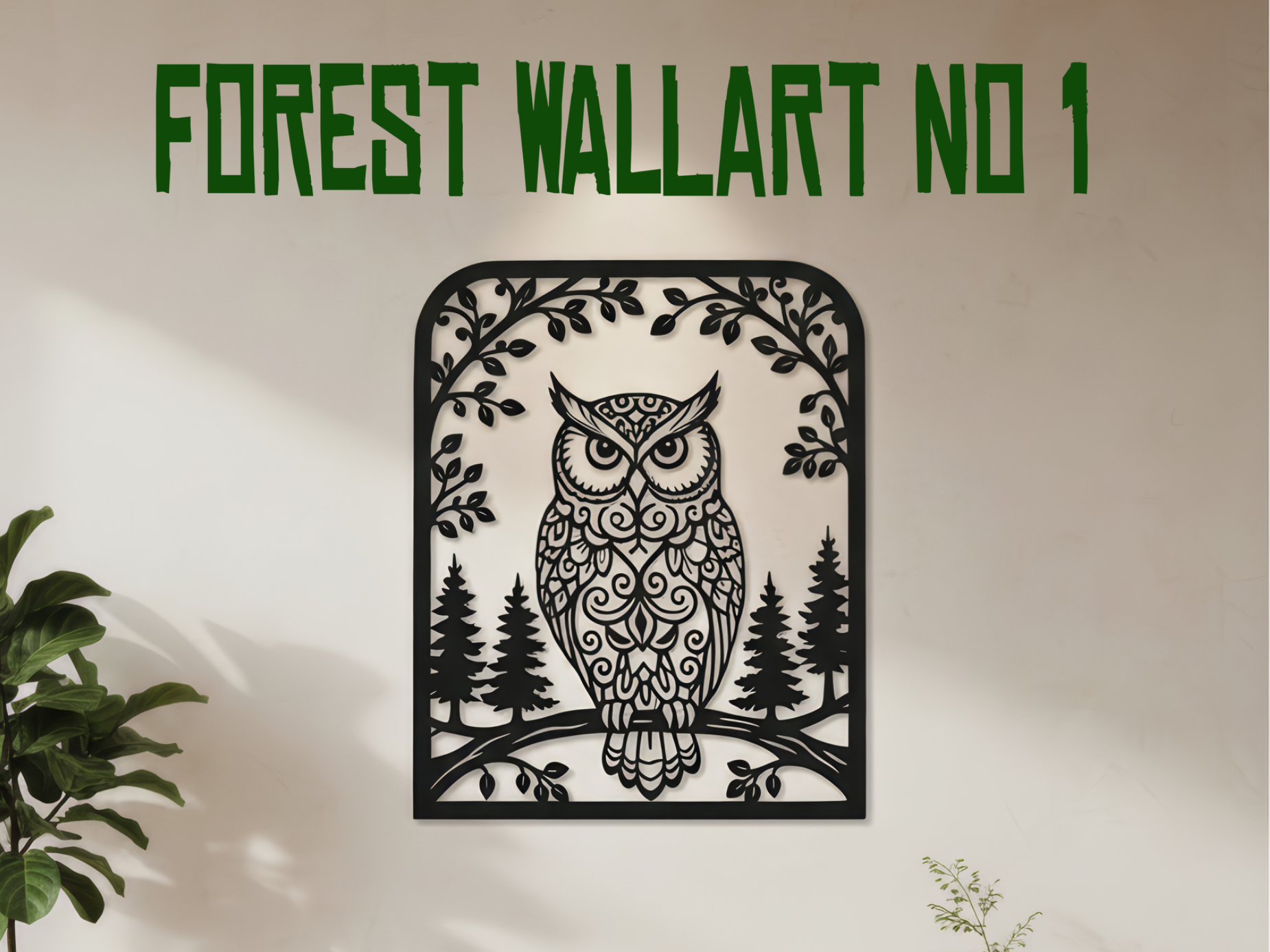 Wald Wandkunst Eule fastprint