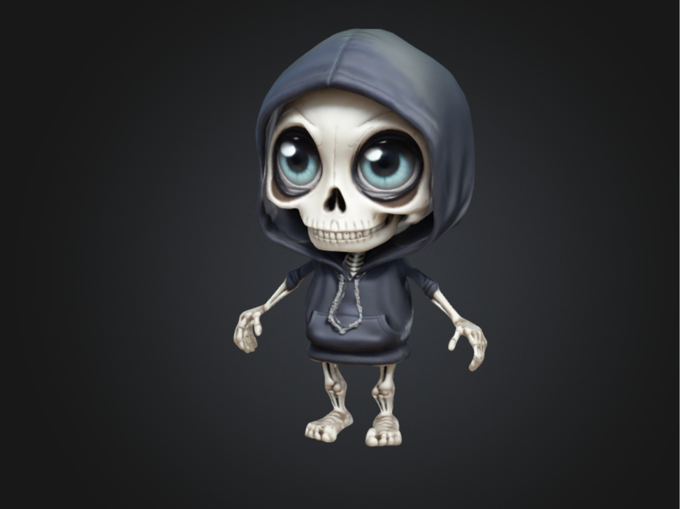 Chibi Skeleton Statue / With hoodie