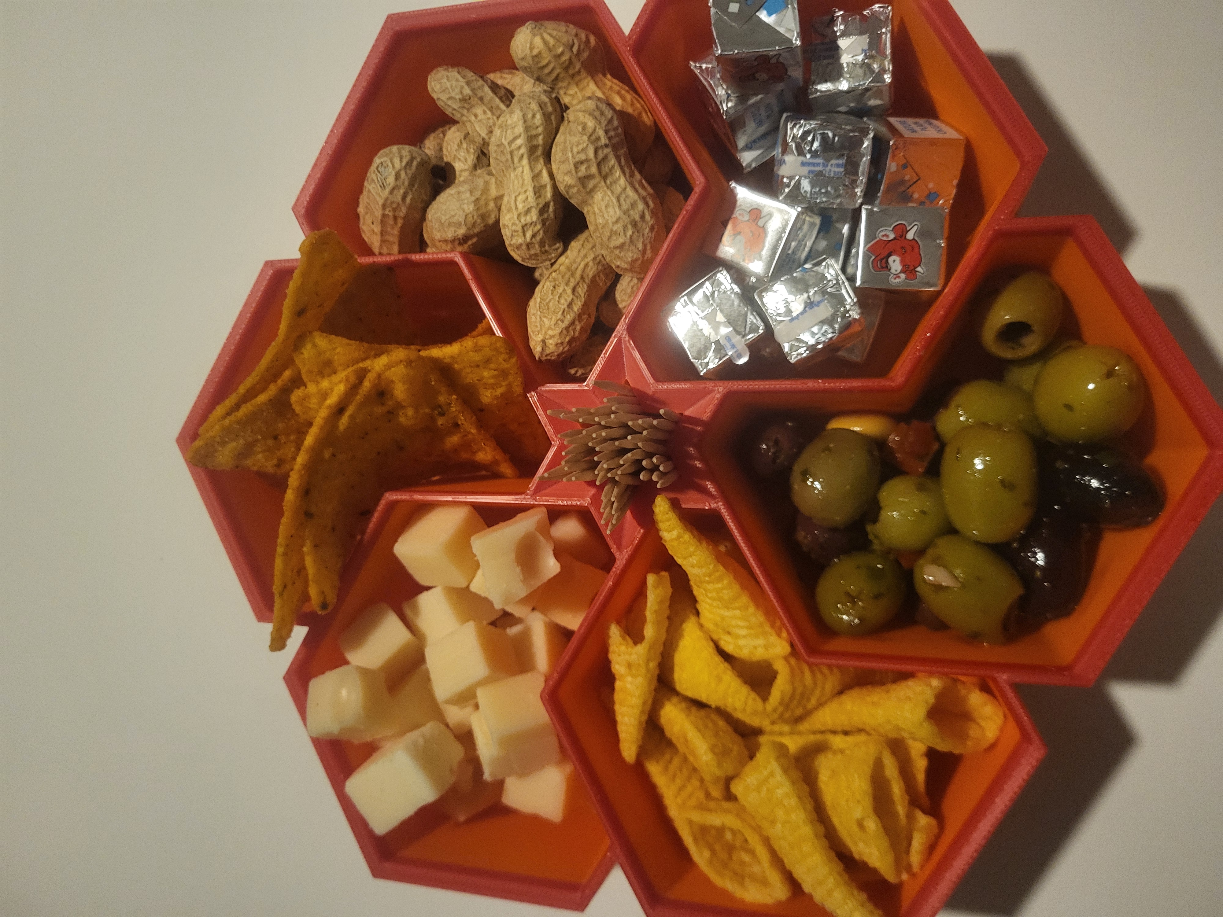 Hexagonal Appetizer Tray with Toothpick Holder