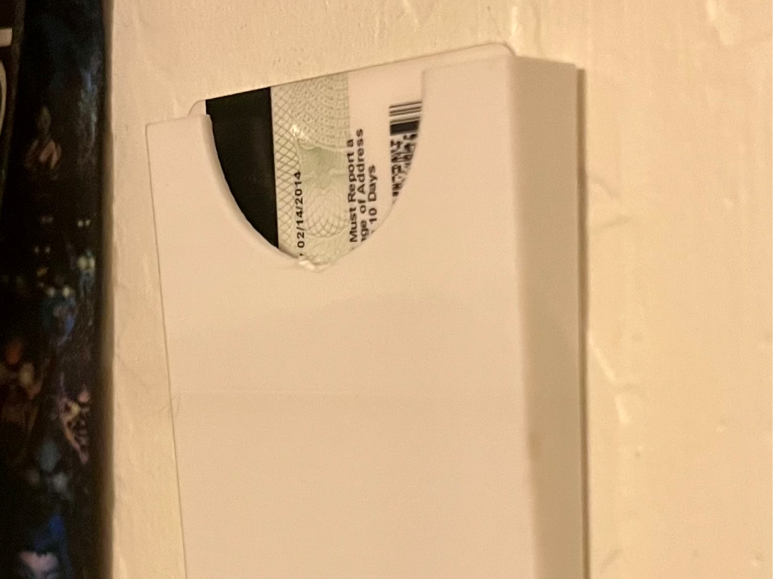 Card/Drivers License Wall Mounted Holder
