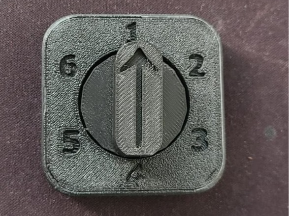 Rotational counter 1 to 6 with a satisfying click