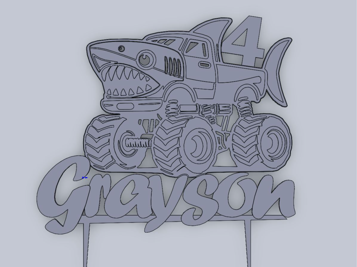 Shark Monster Truck Cake Topper