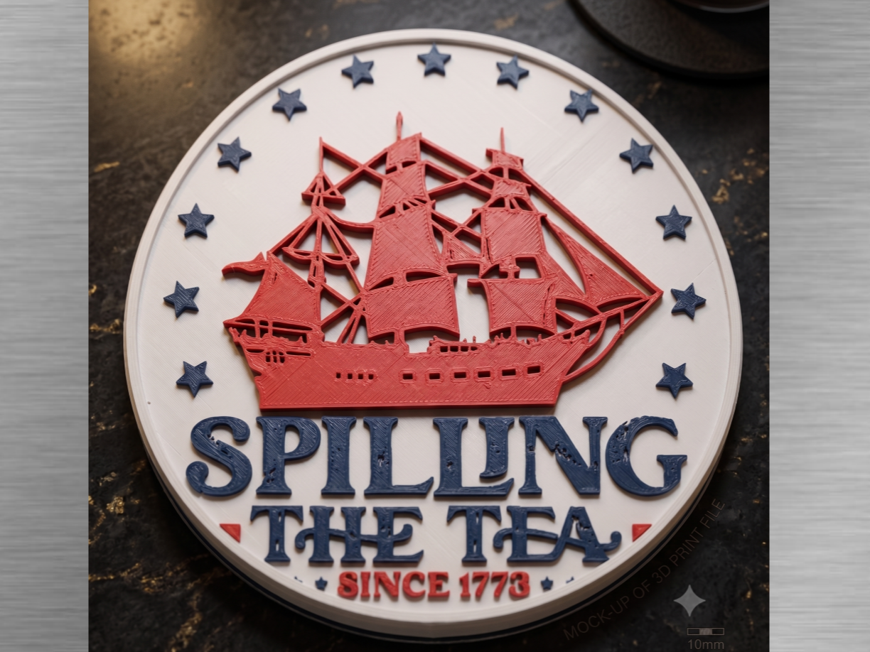 Patriotic Plaque-Spilling the Tea since 1773-V2
