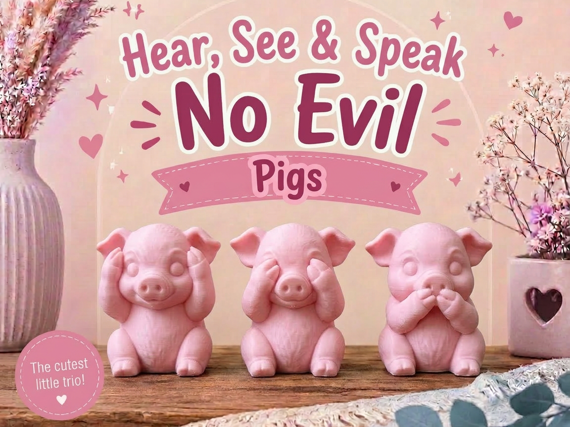 Hear, See & Speak No Evil Pigs