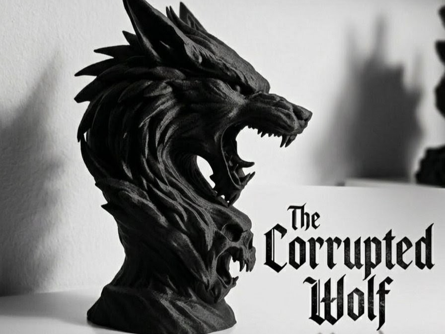 The Corrupted Wolf – Dark Fantasy Wolf Bust