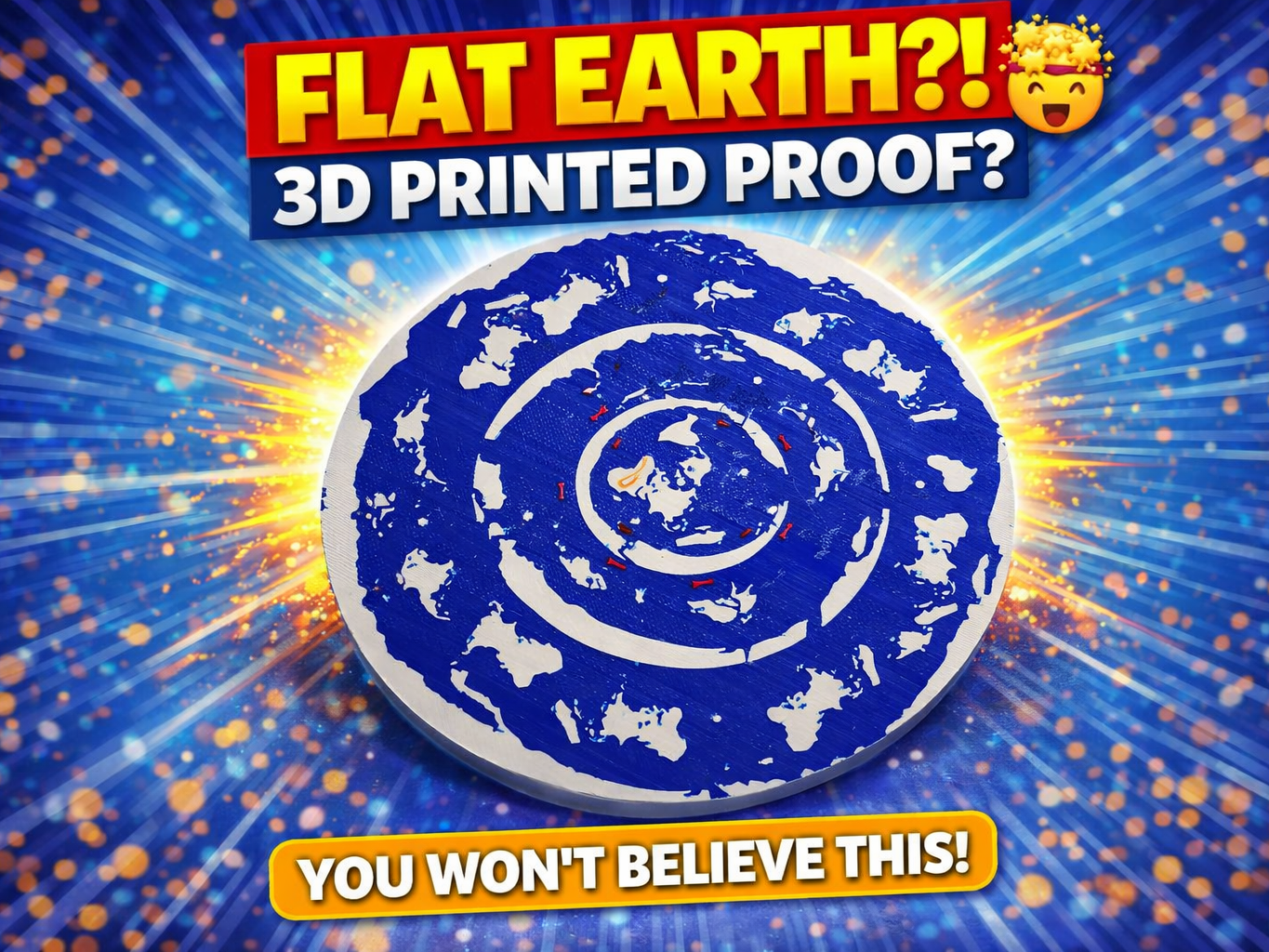 Flat Earth Map – Decorative 3D Print
