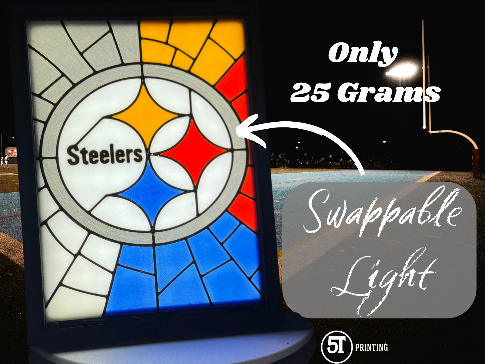 Pittsburgh Steelers light (swappable glass)