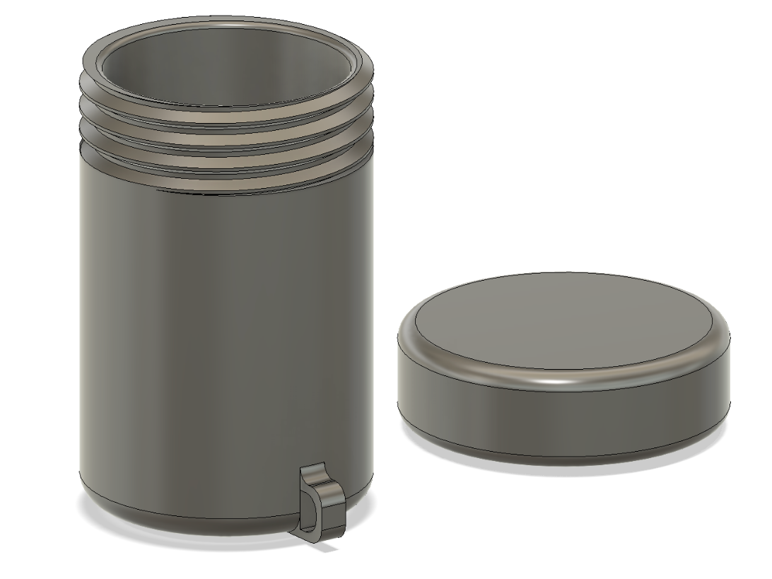 Geocaching box cylinder with space for a string