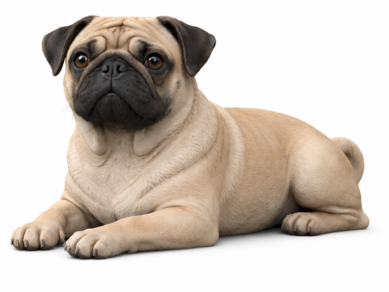 Royal Pug — Ultra-Realistic Lying Dog Figurine