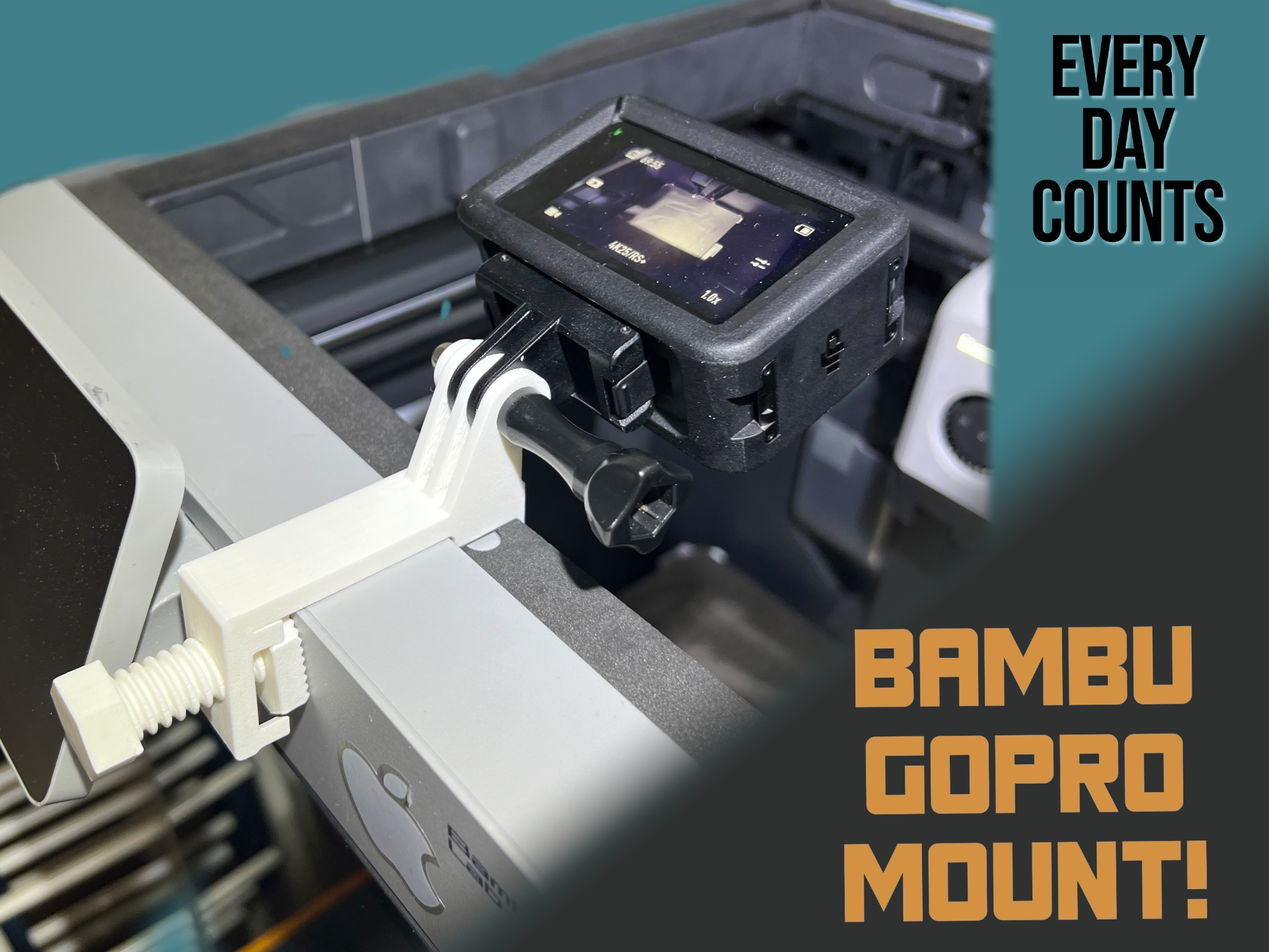 Go Pro mount for Bambu X1C/P1S/P1P time lapses