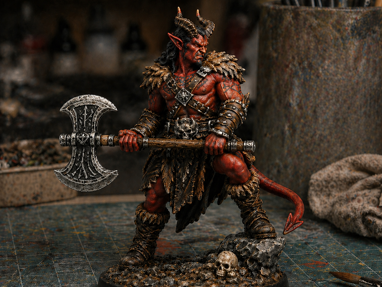 Male Tiefling Barbarian Miniature