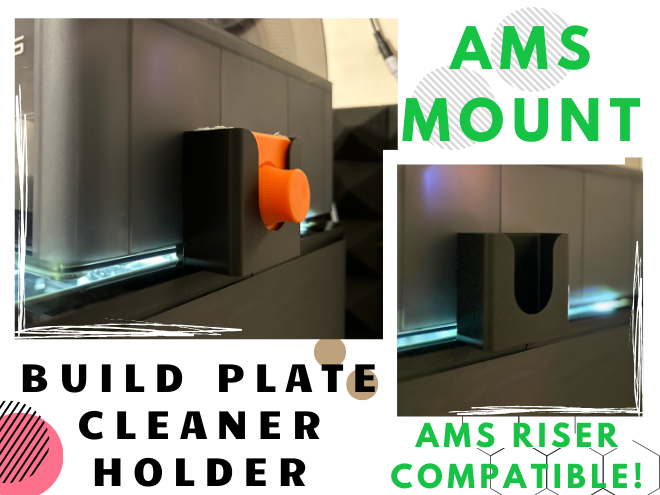 AMS Mount Build Plate Cleaner Holder - Riser comp.