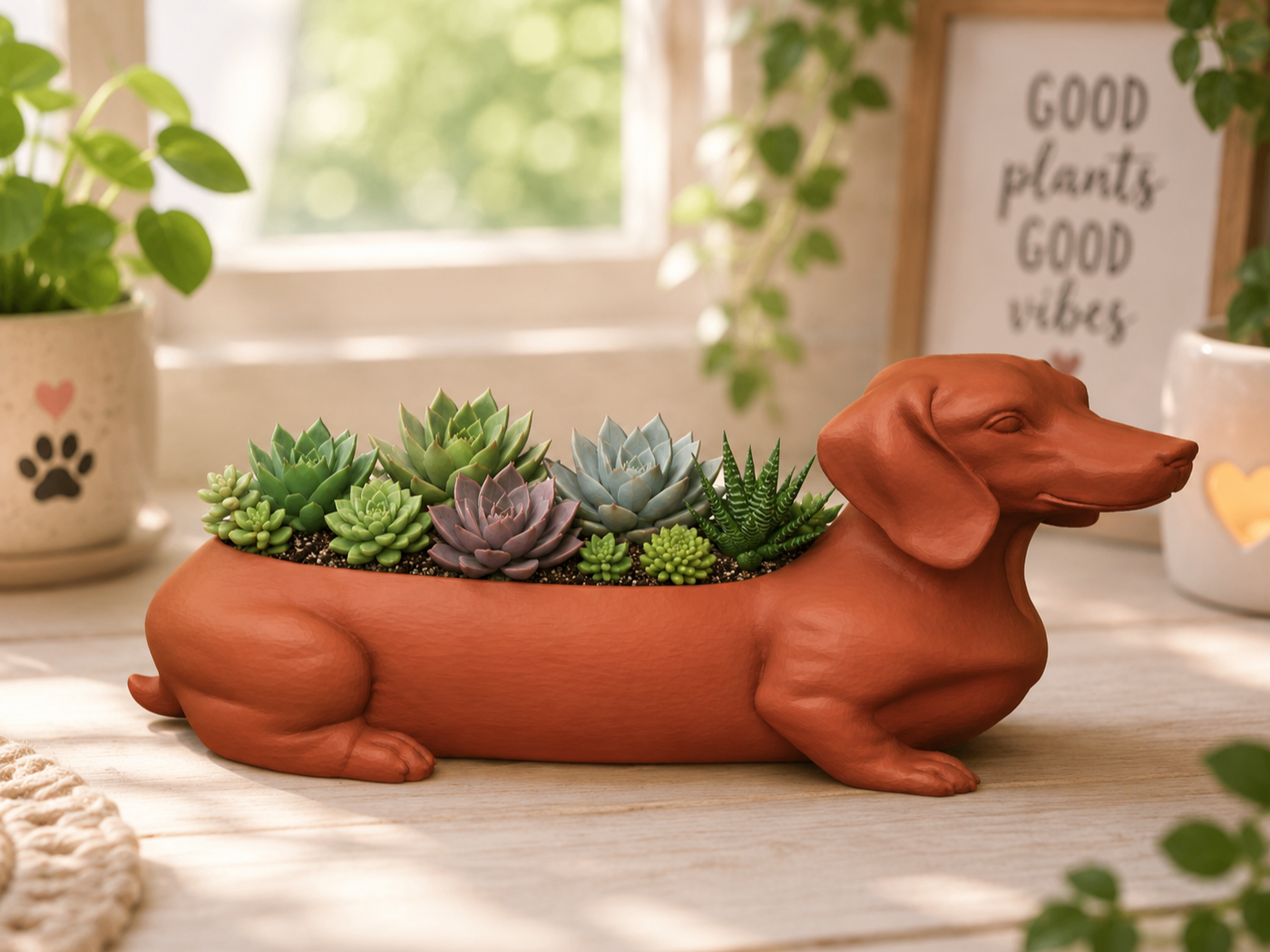 Long Dachshund Dog Planter