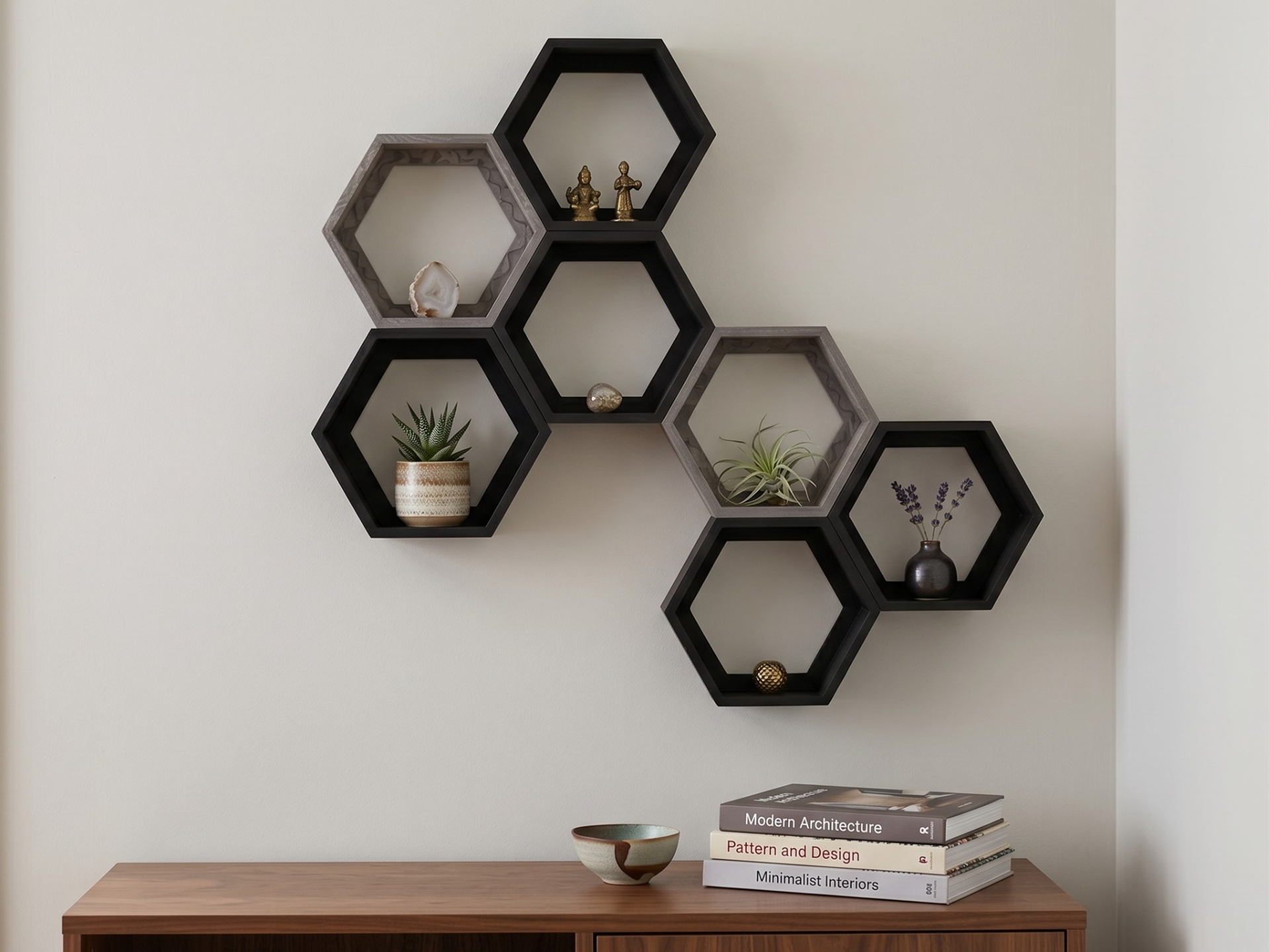 Hexagon Floating Shelves Wall Mounted Decor
