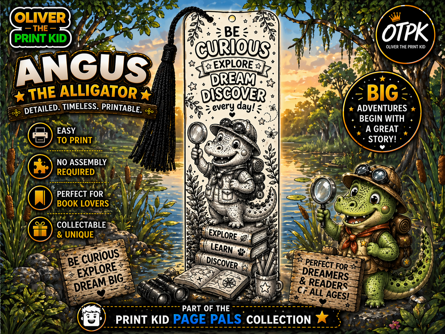 Angus The Alligator Bookmark