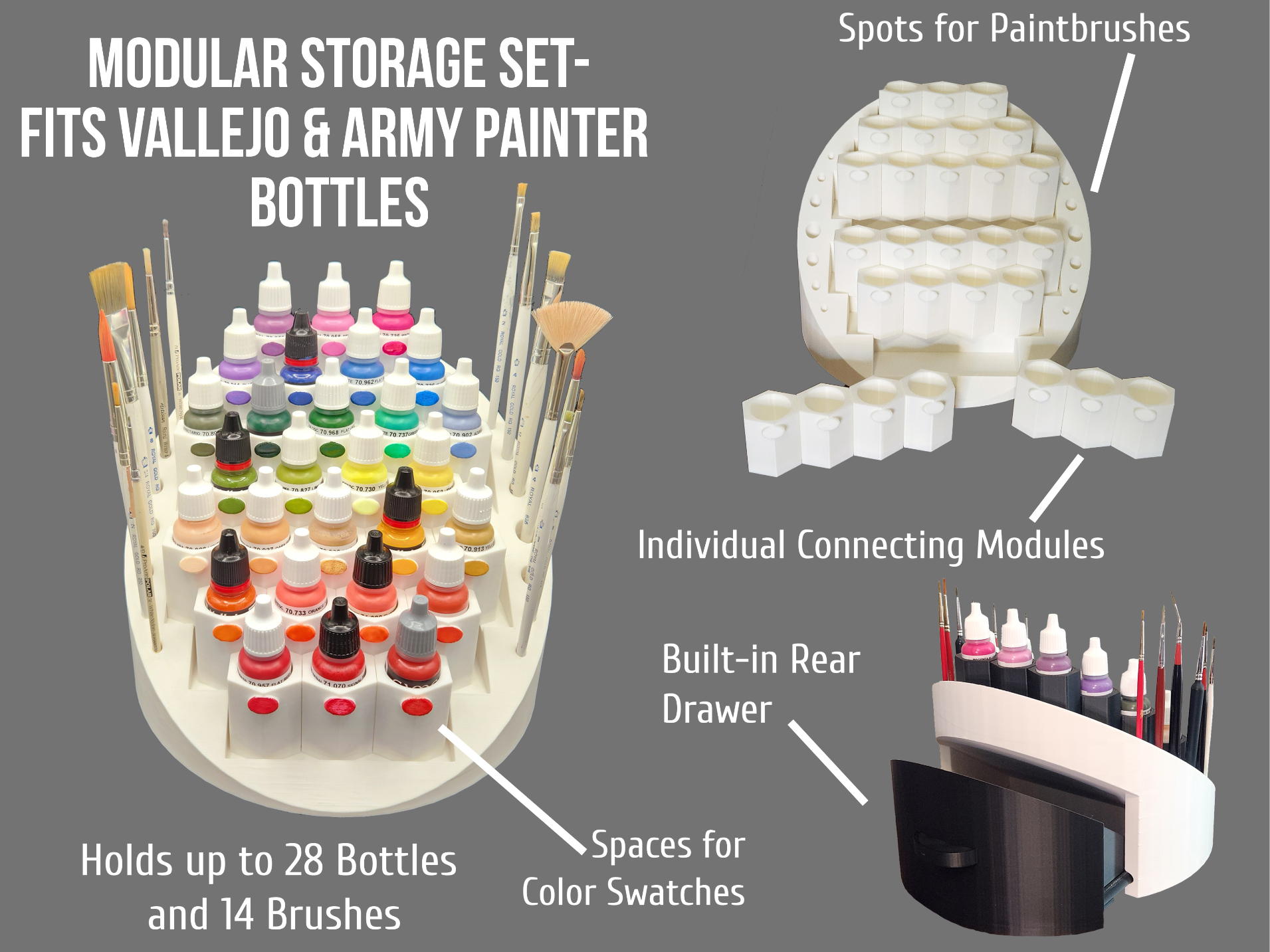 Modular Storage Set- Fits Vallejo and Army Painter