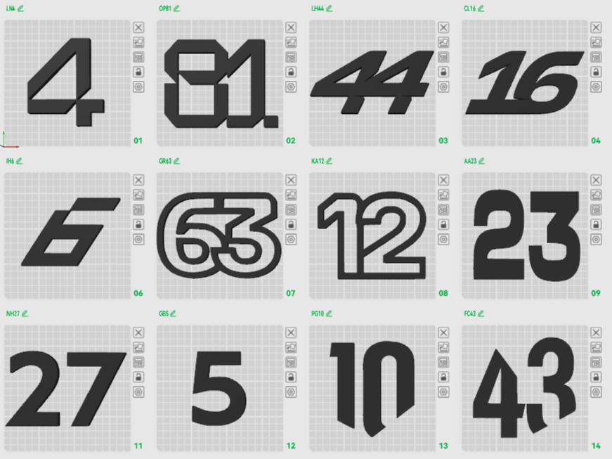 F1 2026 Driver Number Wall display (All Drivers)