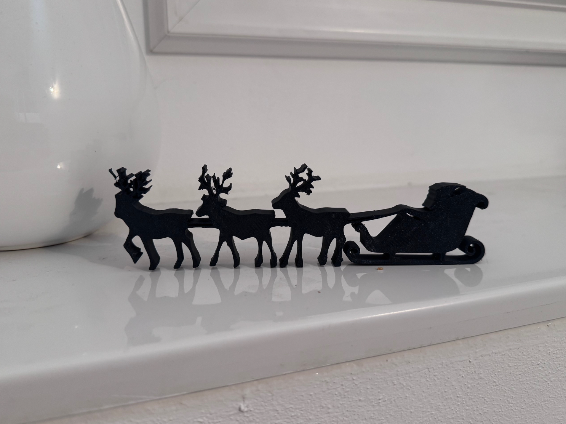 Santa's Sleigh with Reindeer Silhouette 3D