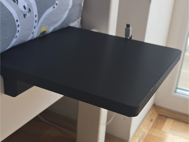 simple Bedshelf with a charger cable holder