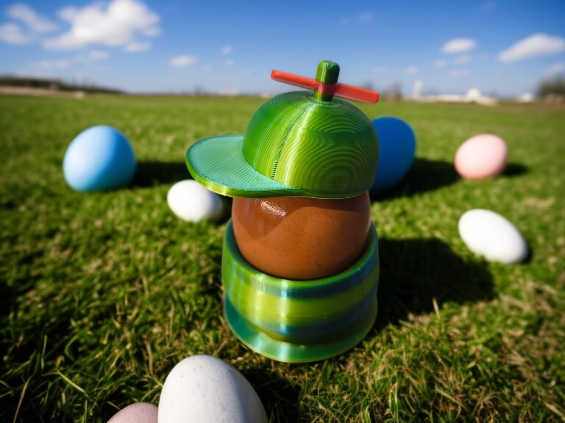 Egg propeller hat and cup