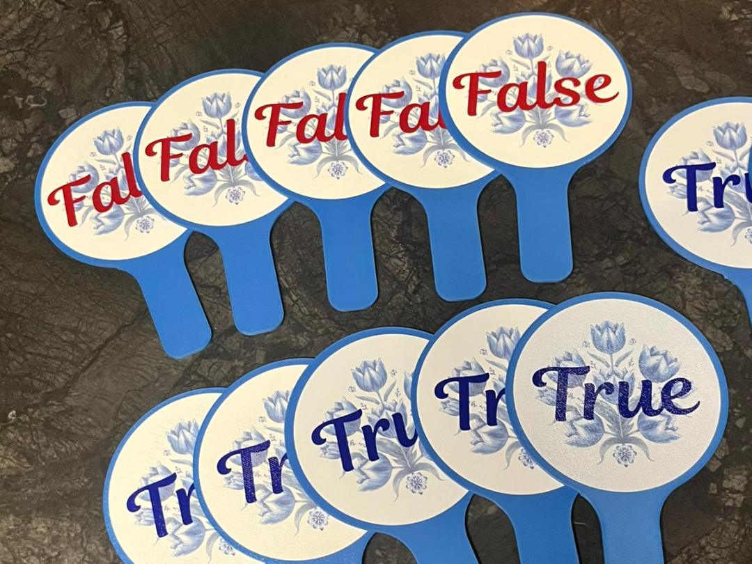 True & False Hand Paddles – UV Printed