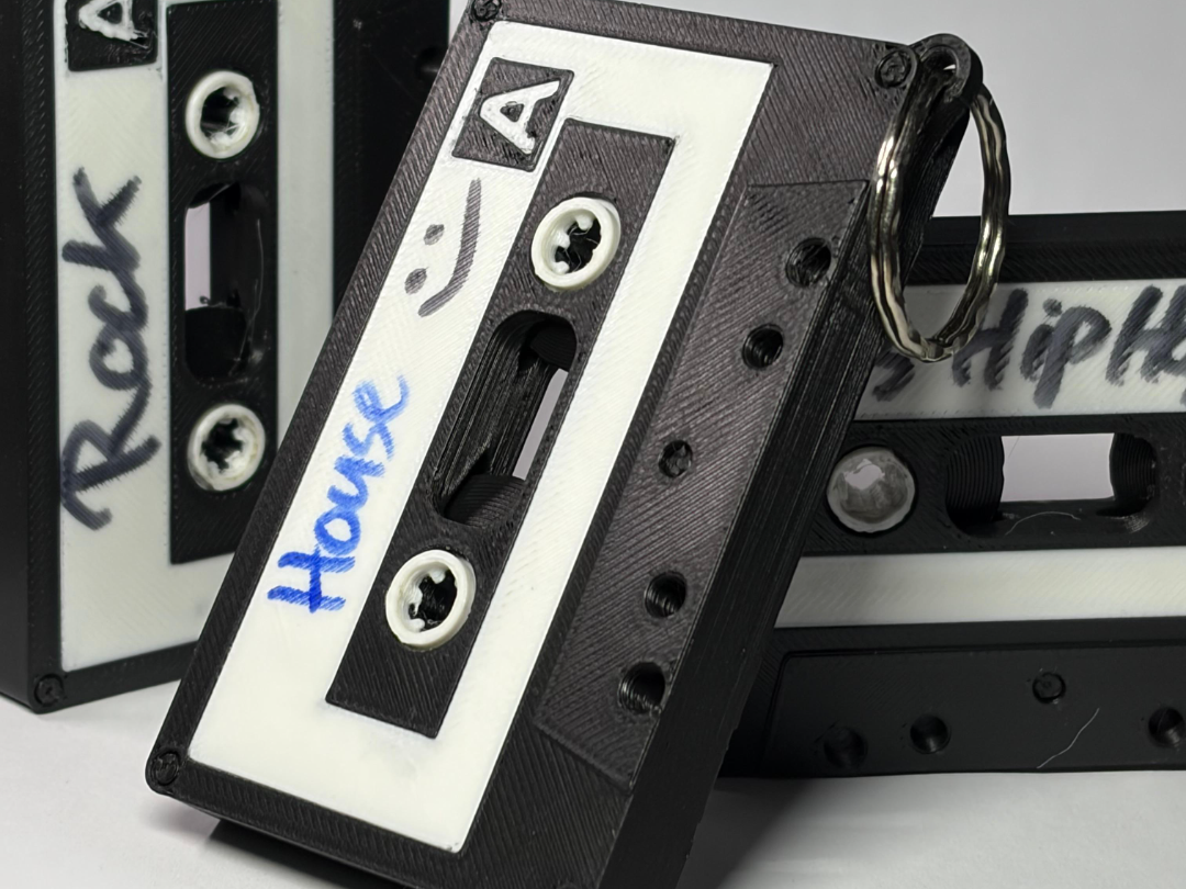 Retro Cassette Tape Print-in-Place Spinning Reels
