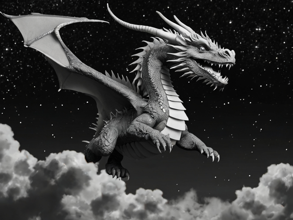 HueForge B&W Dragon with stars
