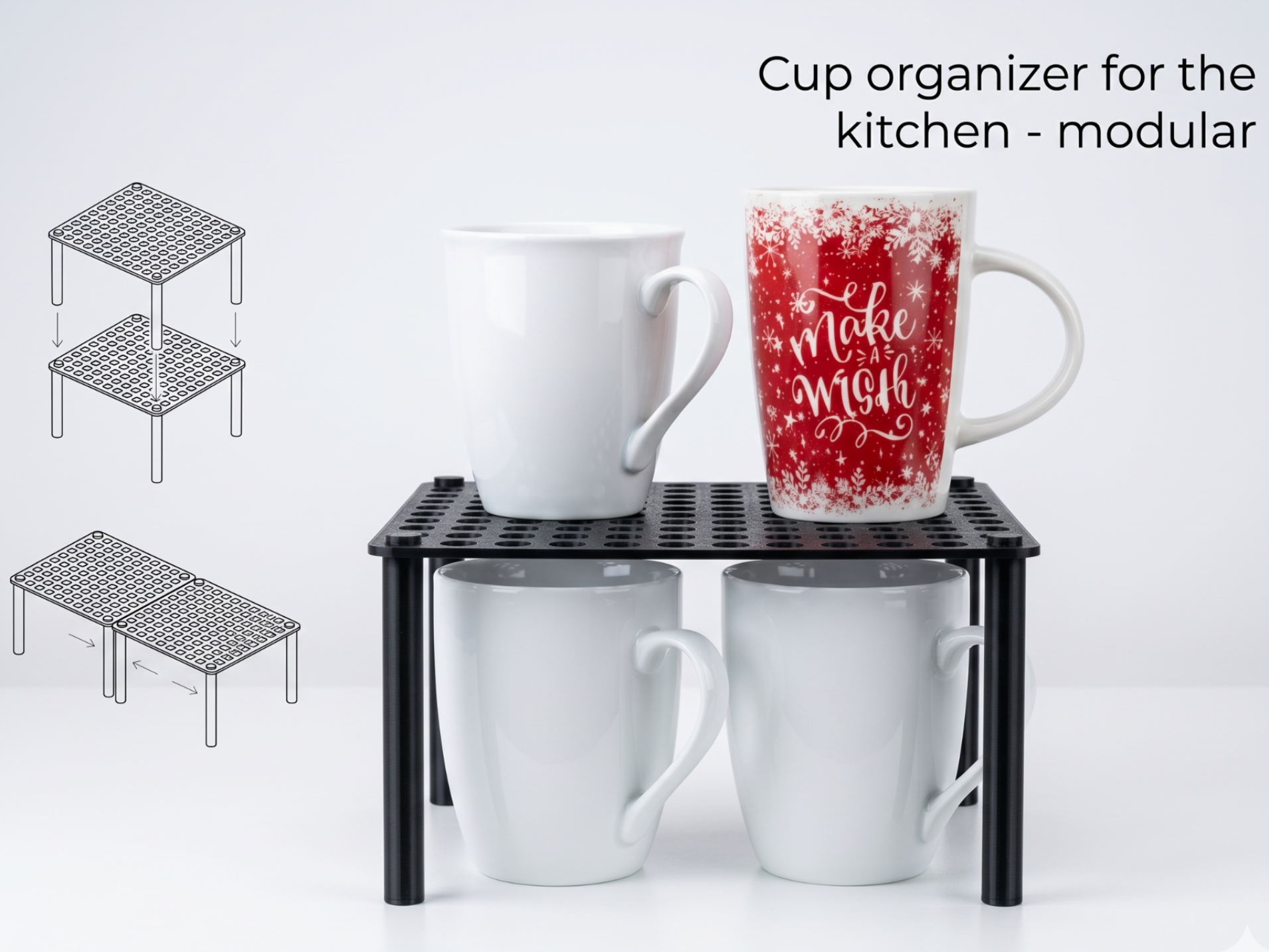 Cup organizer for the kitchen - modular