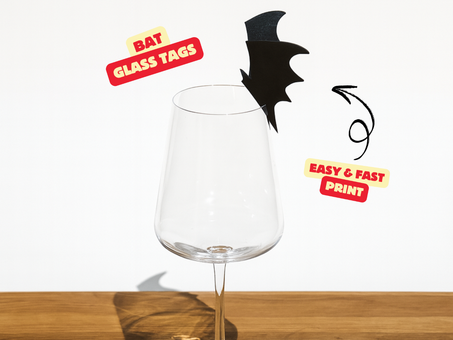 BAT GLASS TAGS / HALLOWEENDECOR / PARTYDECOR