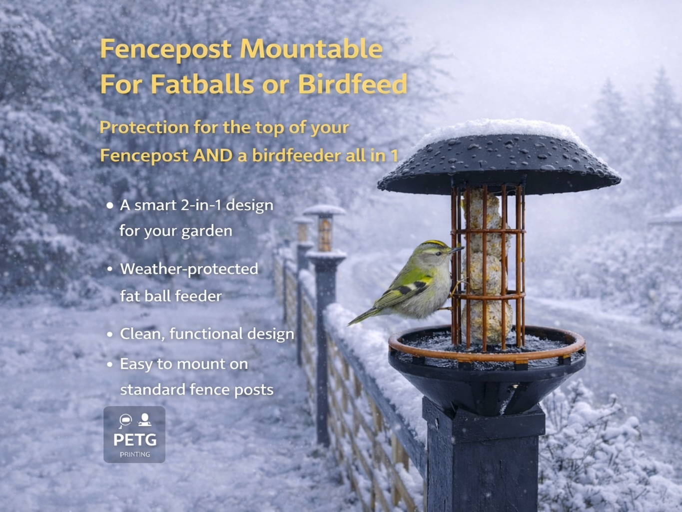 Birdfeeder as Fencepost Cap