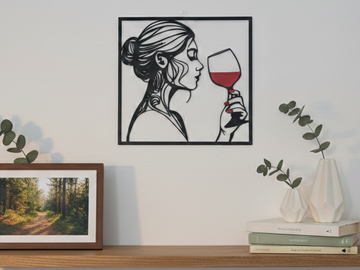 Woman and Wine - Wall Art