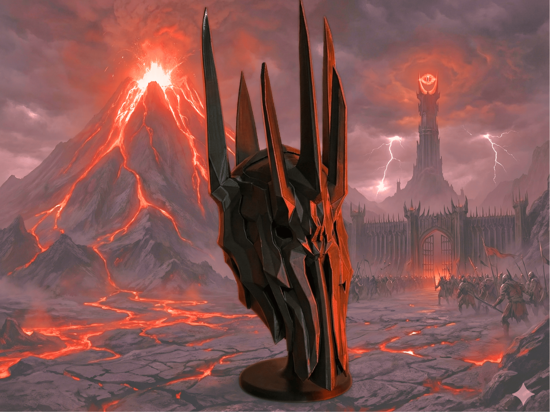 UPGRADED - LotR - Sauron Helmet with Stand