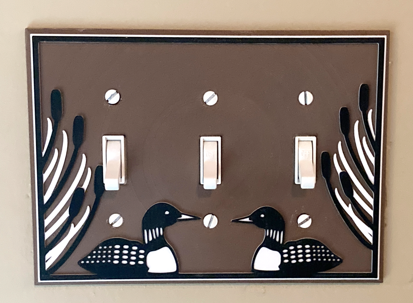 Loons, Cattails & Reeds Triple Light Switch Cover